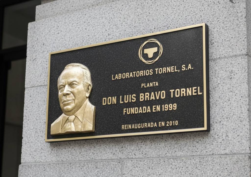 placas de bronce instalada en muro