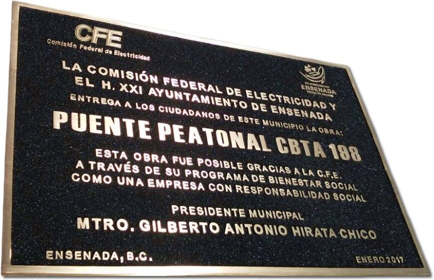 placas de bronce para inauguración