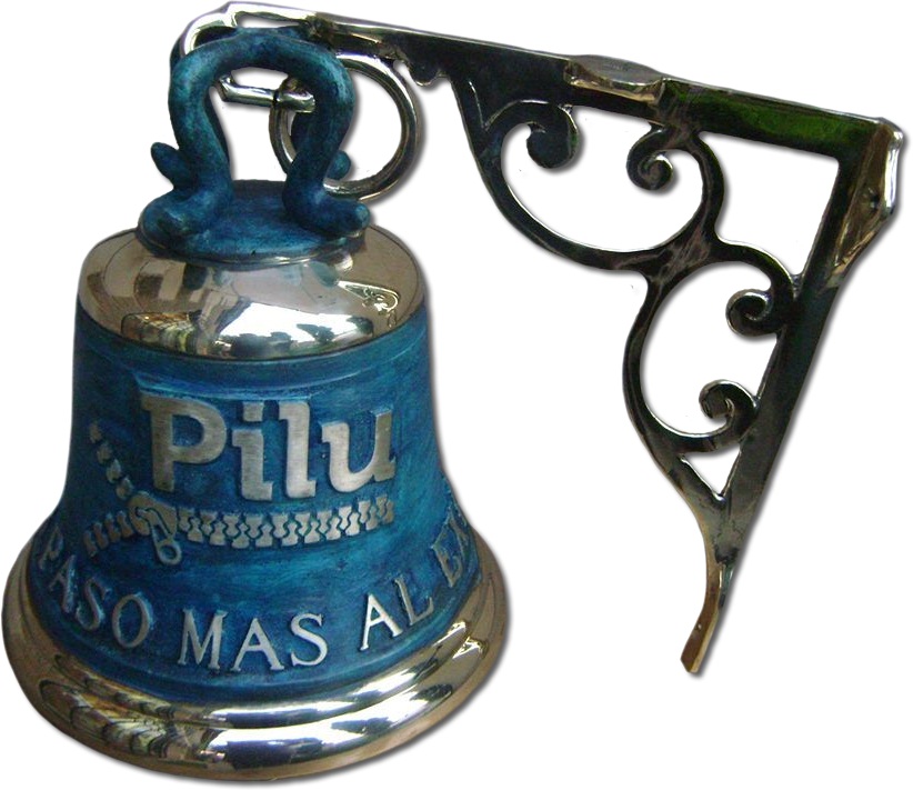 campana de bronce con patina